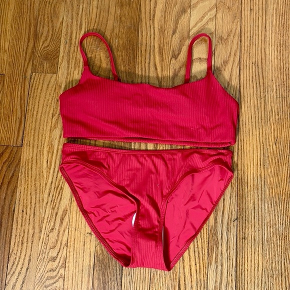 Andie x Mindy Bikini Set Maui Top Rib Swimsuit Flame Red size small NWT/NWOT - Picture 4 of 14